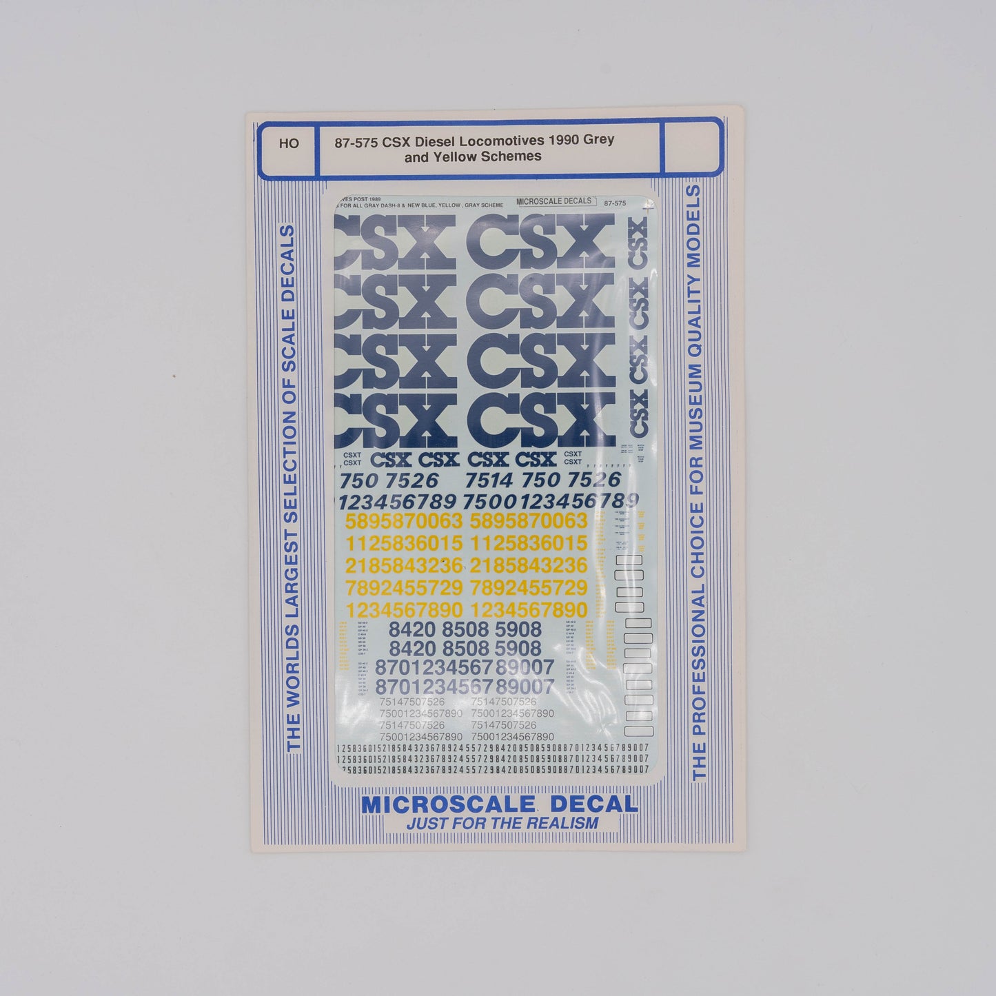 Microscale HO 87-575 CSX Decal, Diesel Locomotives 1990 Grey and Yellow Schemes