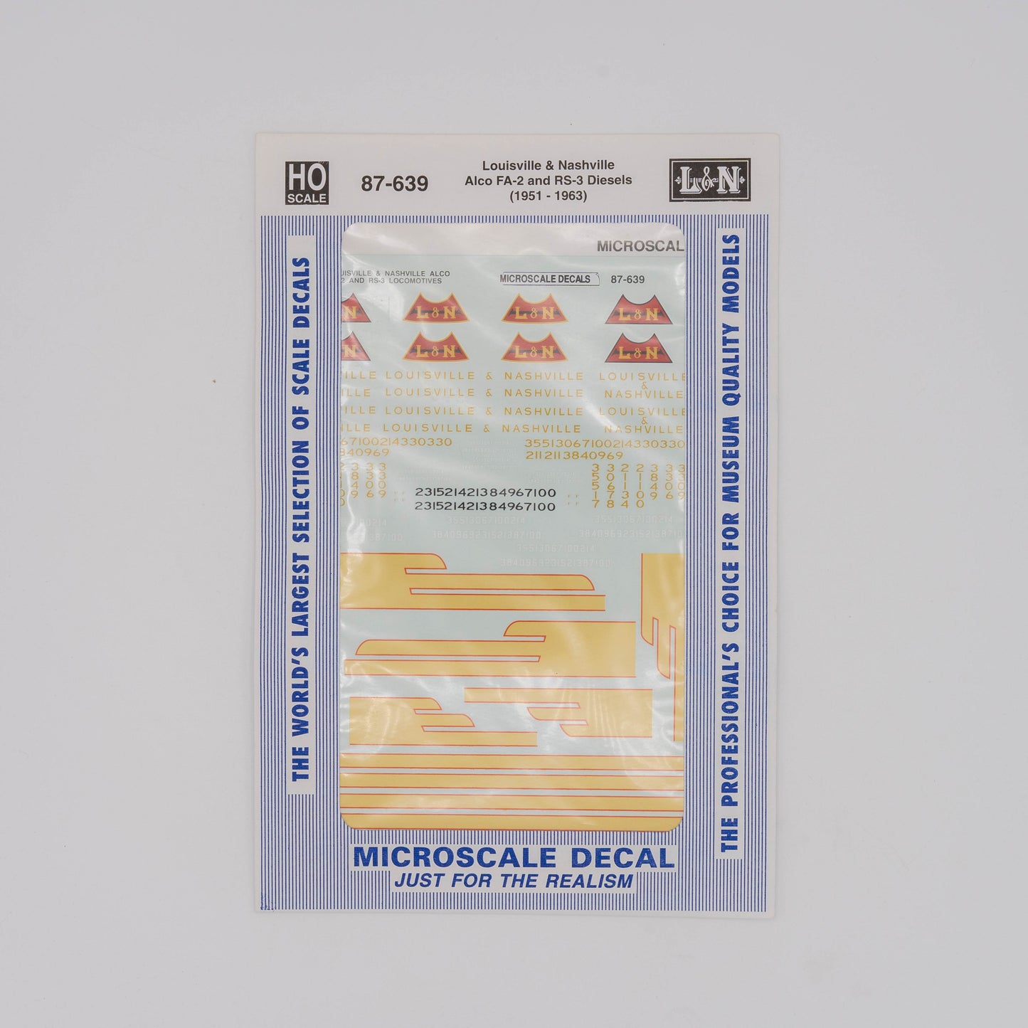 Microscale HO 87-639 Louisville & Nashville Decal, Alco FA-2 and RS-3 Diesels (1951-1963)