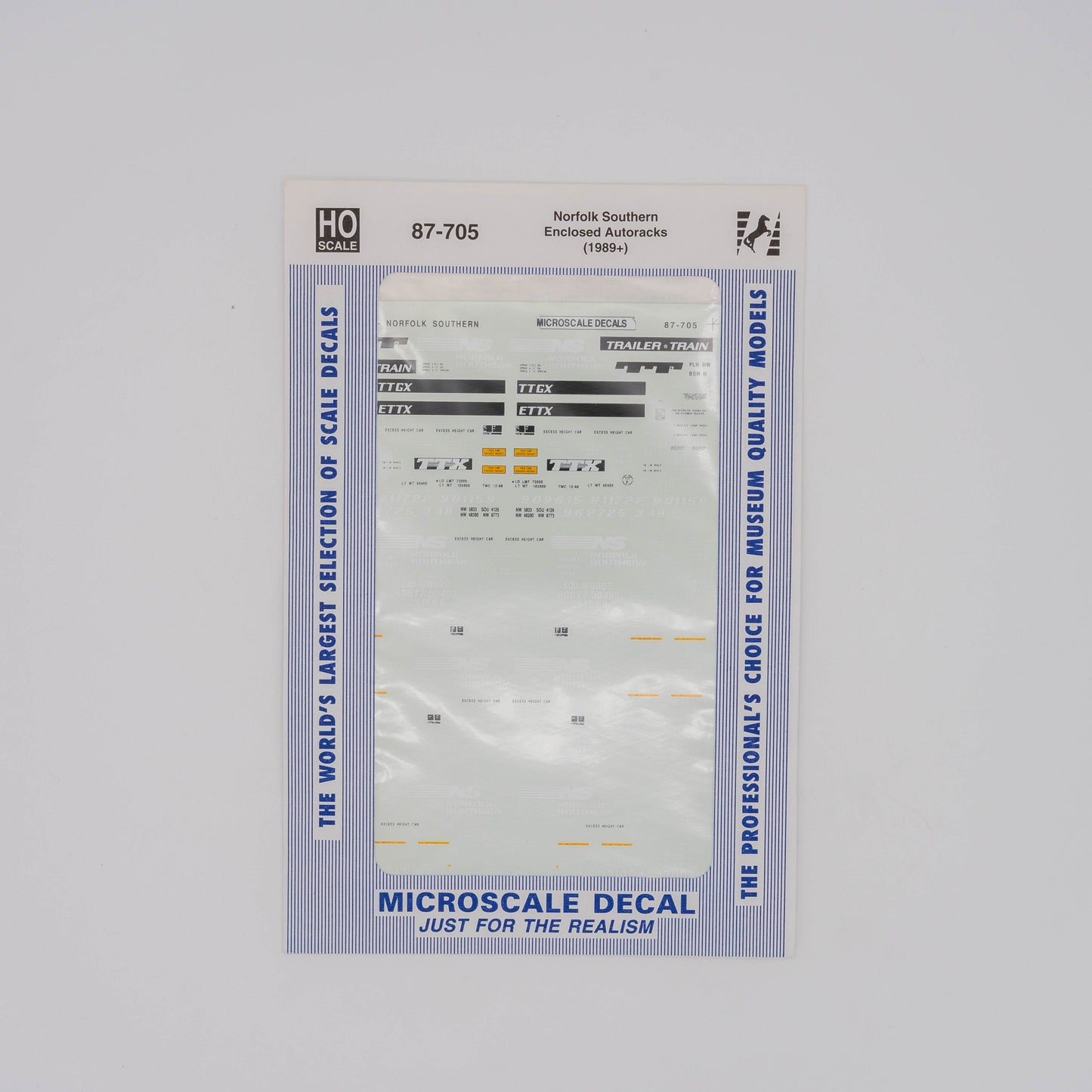 Microscale HO 87-705 Norfolk Southern Decal, Enclosed Autoracks (1989+)