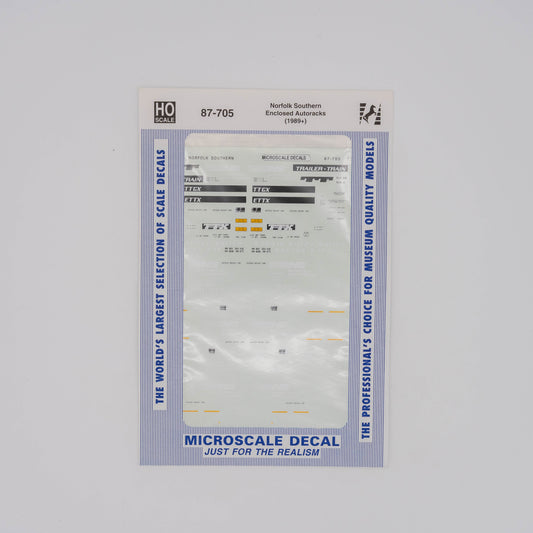 Microscale HO 87-705 Norfolk Southern Decal, Enclosed Autoracks (1989+)