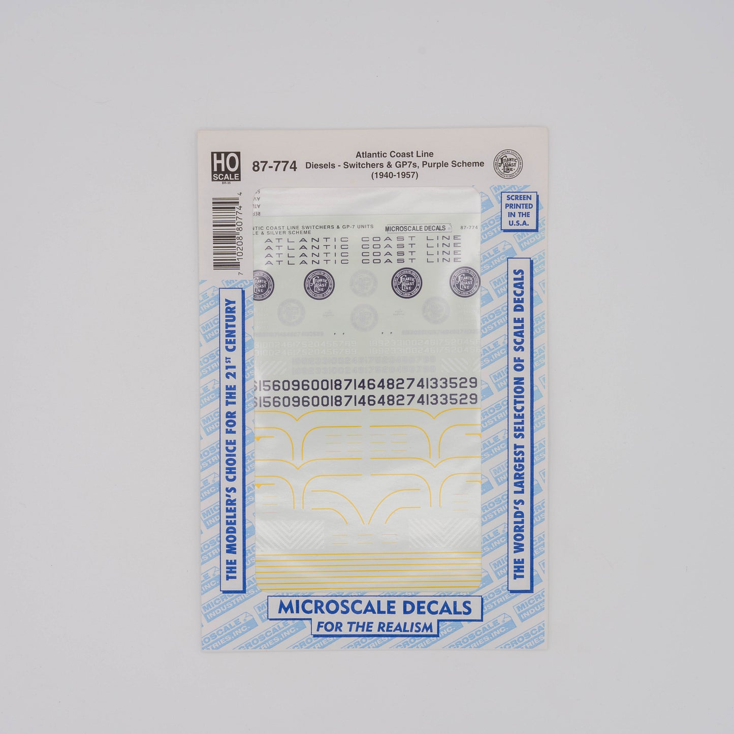 Microscale HO 87-774 Atlantic Coast Line Decal, Diesels - Switchers & GP7s Purple Scheme (1940-1957)