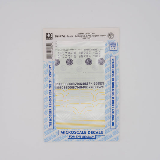 Microscale HO 87-774 Atlantic Coast Line Decal, Diesels - Switchers & GP7s Purple Scheme (1940-1957)