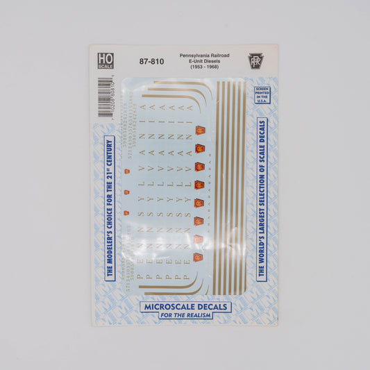 Microscale HO 87-810 Pennsylvania Railroad Decal, E-Unit Diesels (1953-1968)