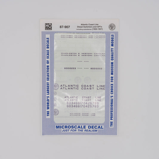 Microscale HO 87-907 Atlantic Coast Line Decal, Diesel Switchers and GP7s (1950-1957)