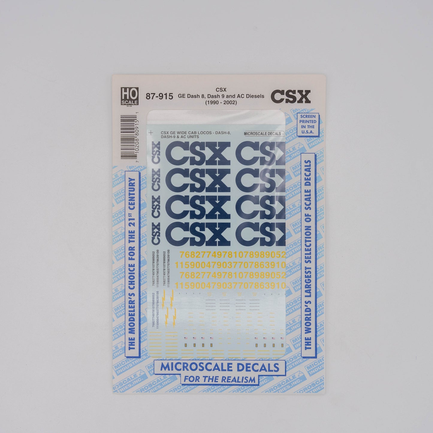 Microscale HO 87-915 CSX Decal, GE Dash 8 Dash 9 and AC Diesels (1990-2002)
