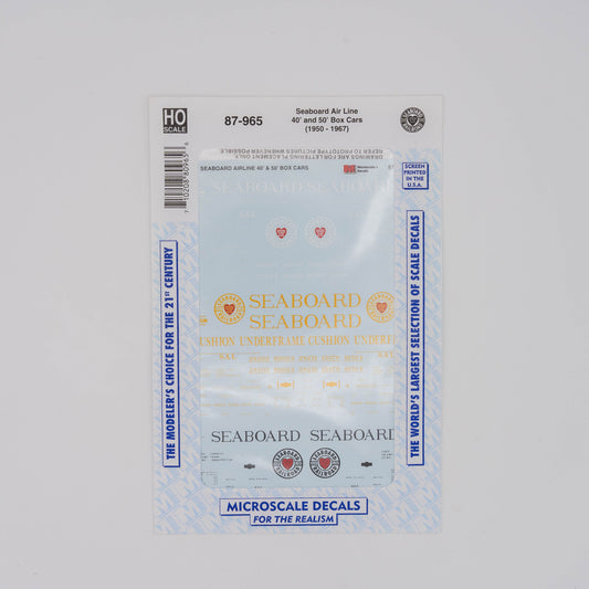 Microscale HO 87-965 Seaboard Air Line Decal, 40' and 50' Box Cars (1950-1967)