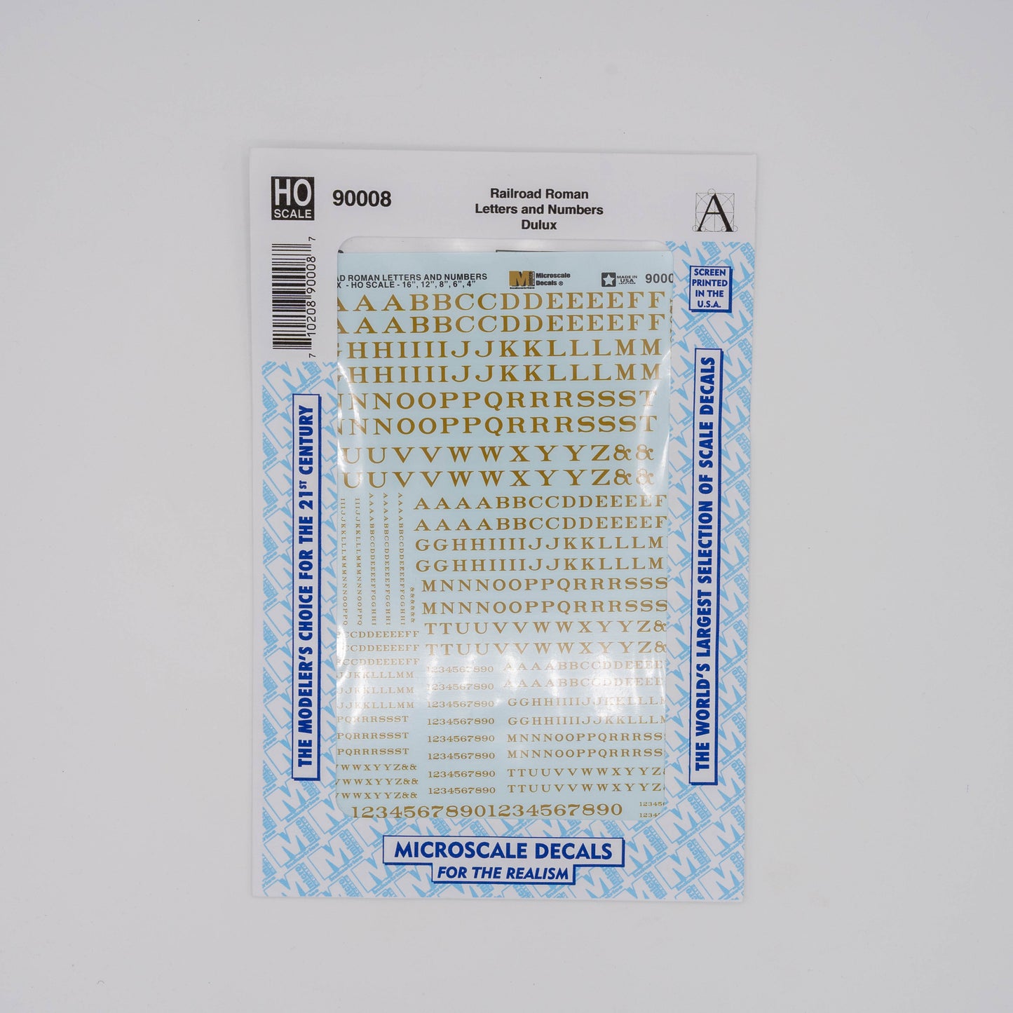 Microscale HO 90008 Decal, Railroad Roman Letters and Numbers (Dulux)