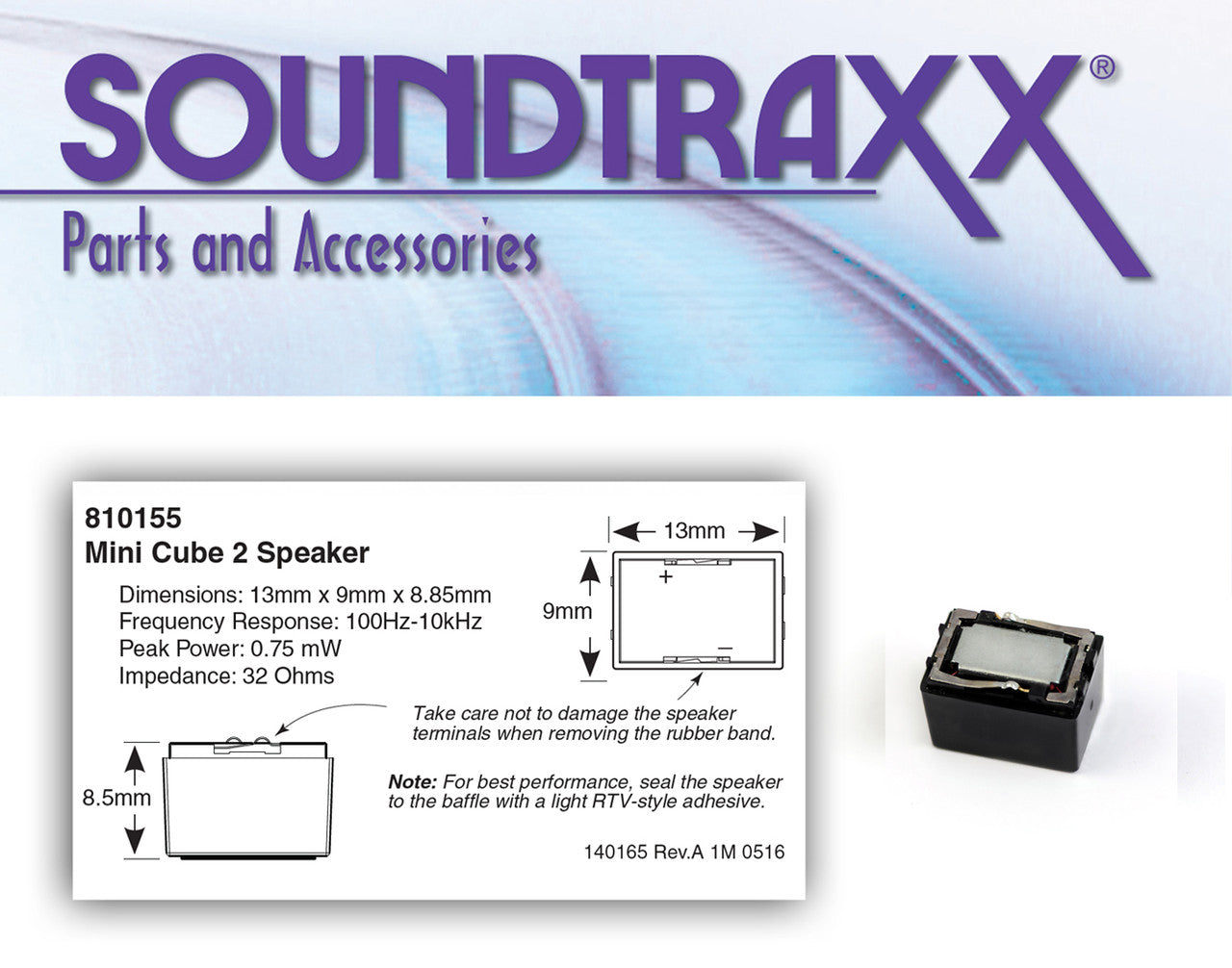 Soundtraxx 810155 Mini Cube 2 Oval Speaker/Baffle