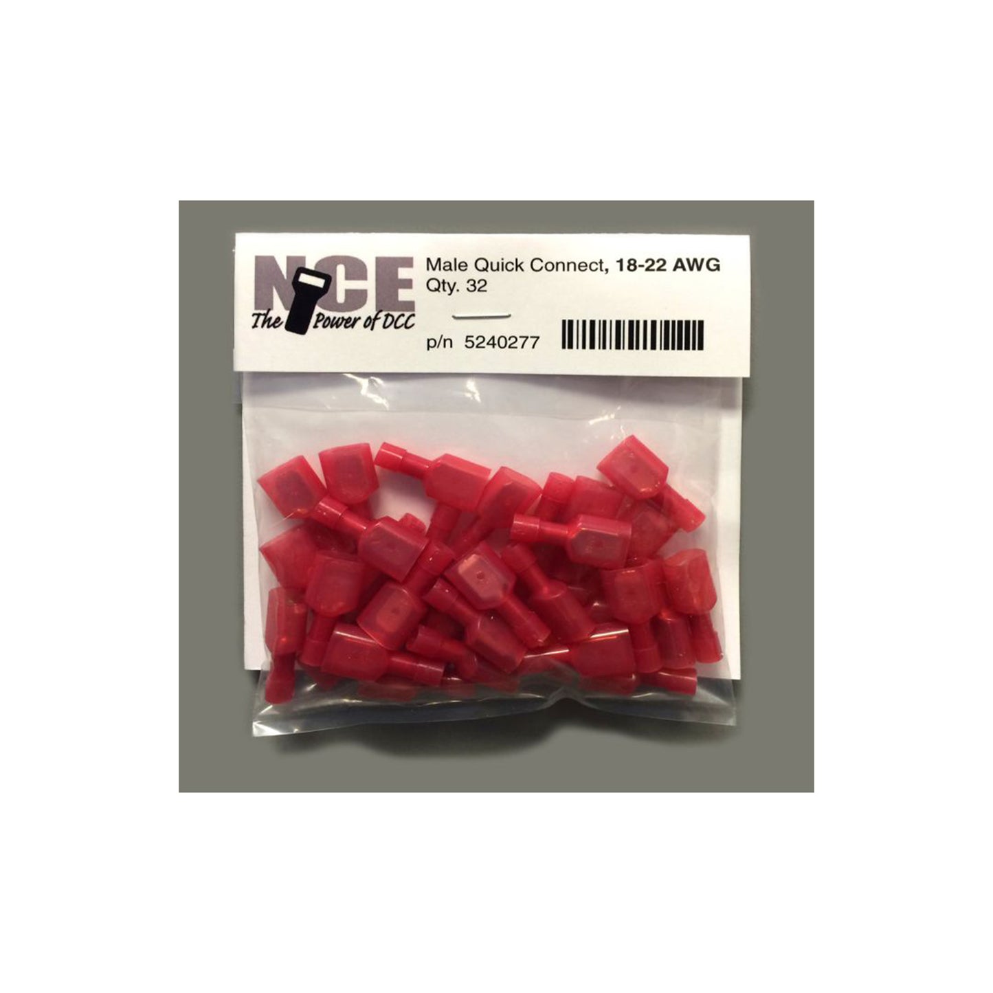 NCE 5240277 Male Quick Connect, 18-22AWG Red, 32pk
