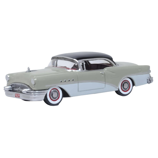 Oxford Diecast 87BC55007 HO 1955 Buick Century, Carlsbad Black/Windsor Grey/Dover White