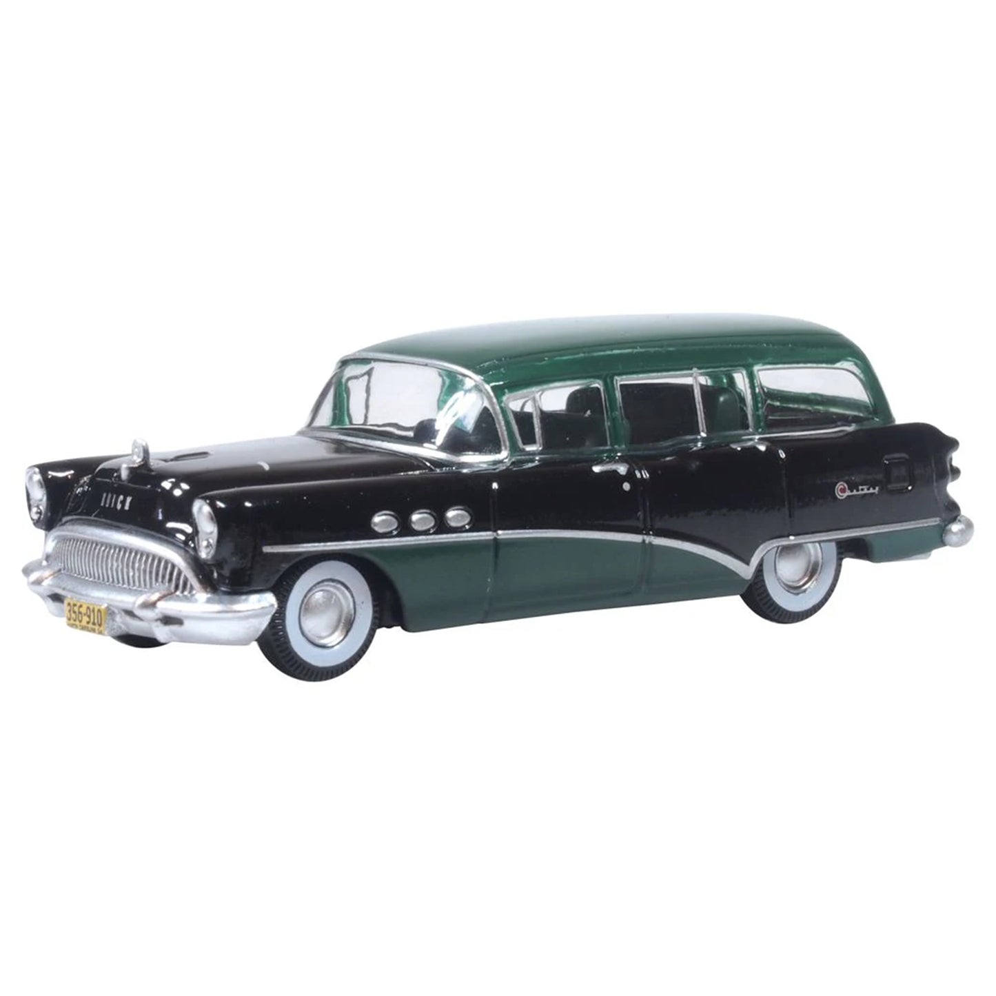 Oxford Diecast 87BCE54002 HO 1954 Buick Century Estate Wagon, Baffin Green/Carlsbad Black