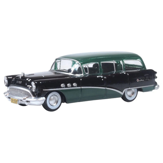 Oxford Diecast 87BCE54002 HO 1954 Buick Century Estate Wagon, Baffin Green/Carlsbad Black