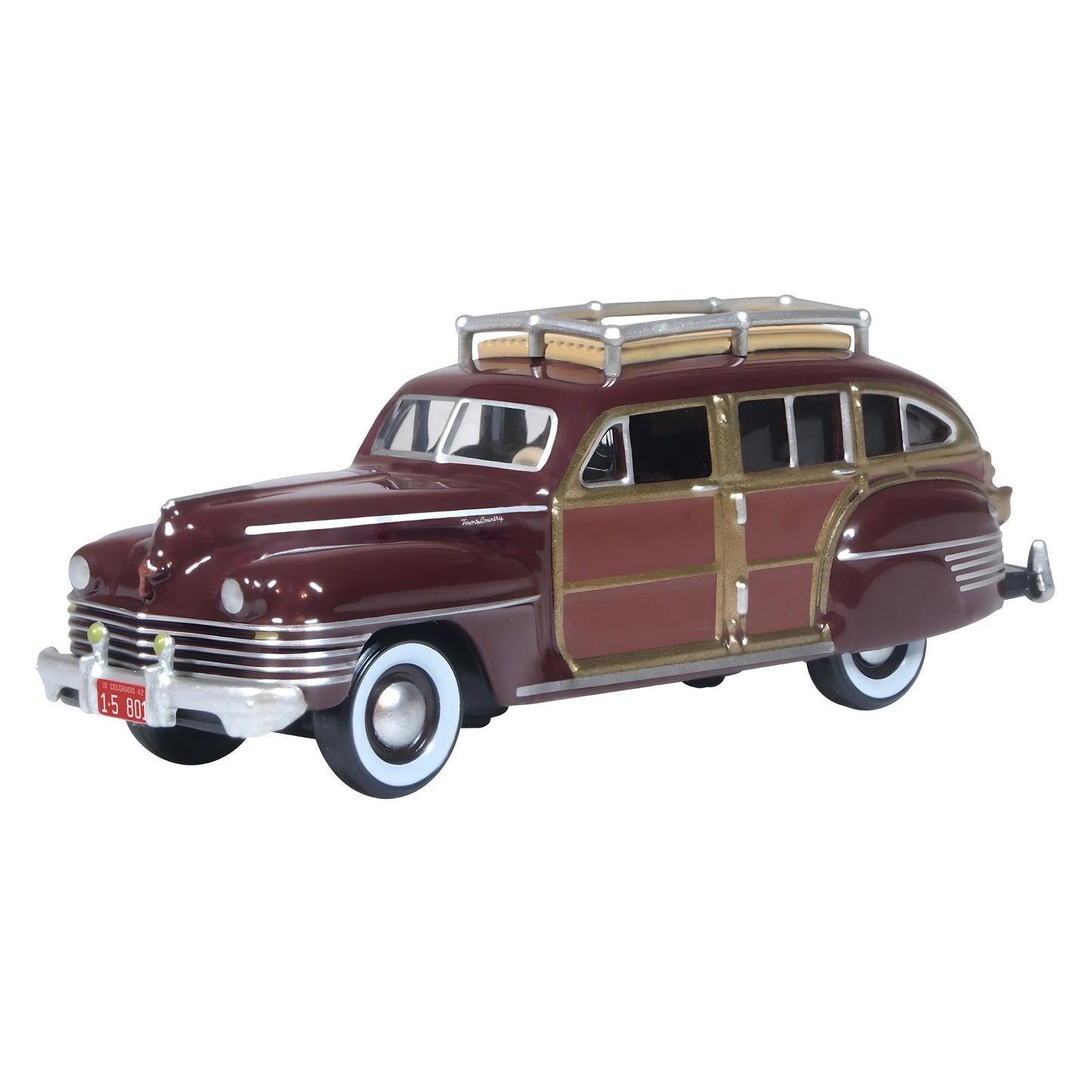 Oxford Diecast 87CB42001 HO 1942 Chrysler Town & Country Woody Wagon, Regal Maroon