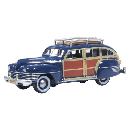 Oxford Diecast 87CB42002 HO 1942 Chrysler Town & Country Woody Wagon, South Sea Blue