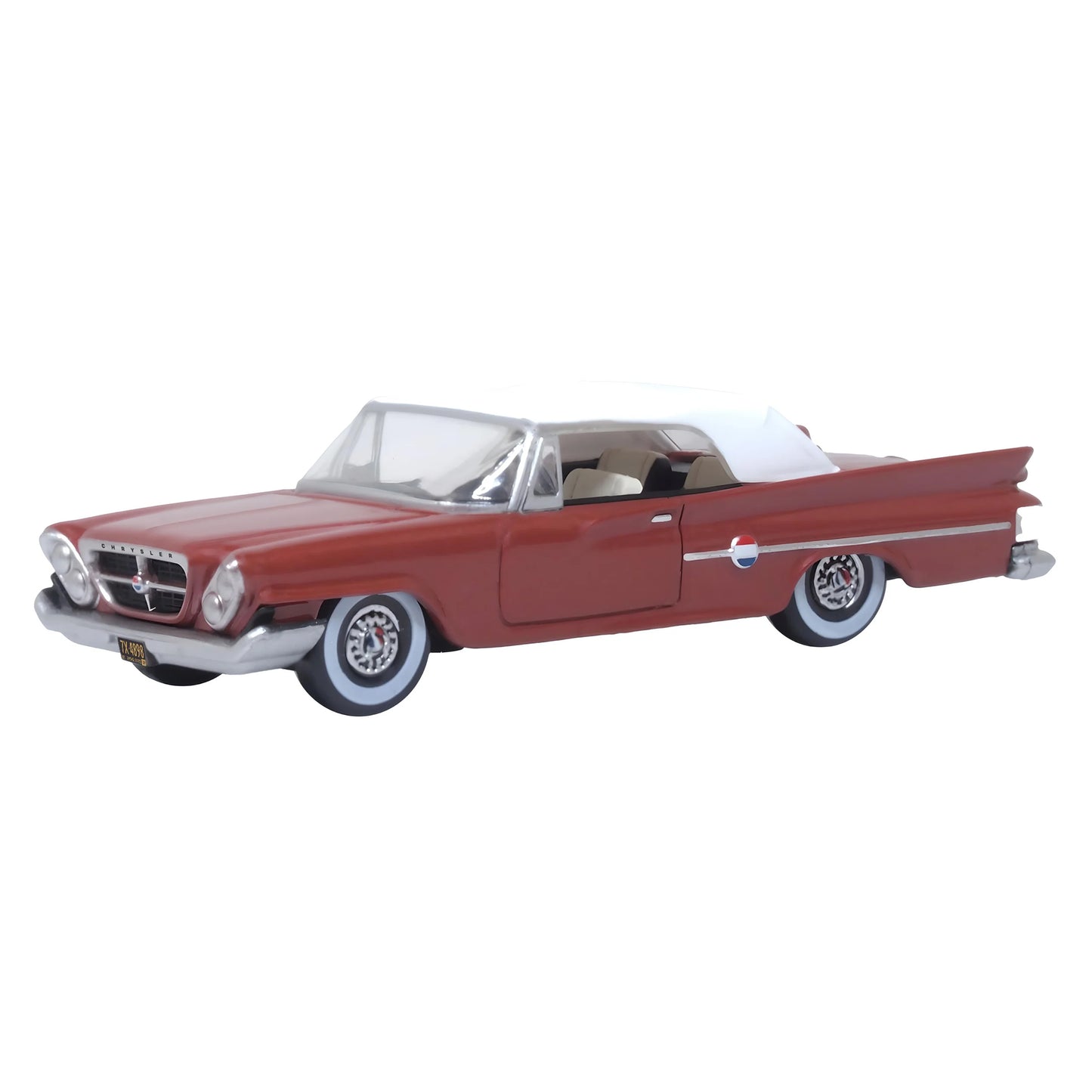Oxford Diecast 87CC61004 HO 1961 Chrysler 300 Convertible (Closed), Cinnamon/White