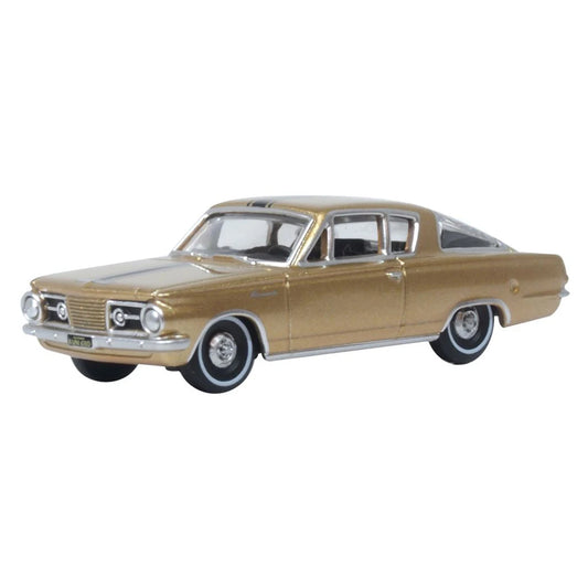 Oxford Diecast 87PB65001 HO 1965 Plymouth Barracuda, Gold