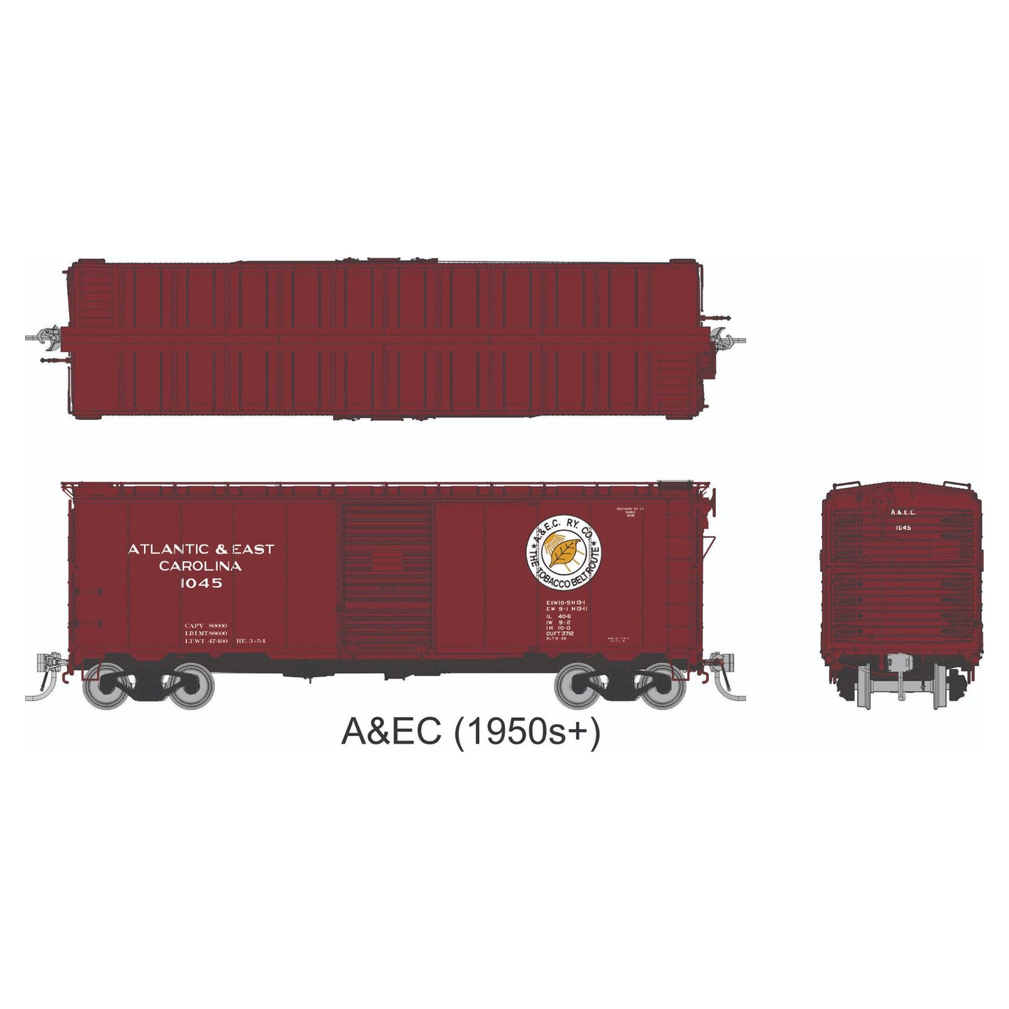 [PREORDER] Rapido 1011001A HO AAR 40' Boxcar (Square Corner), Atlantic & East Carolina Single Car