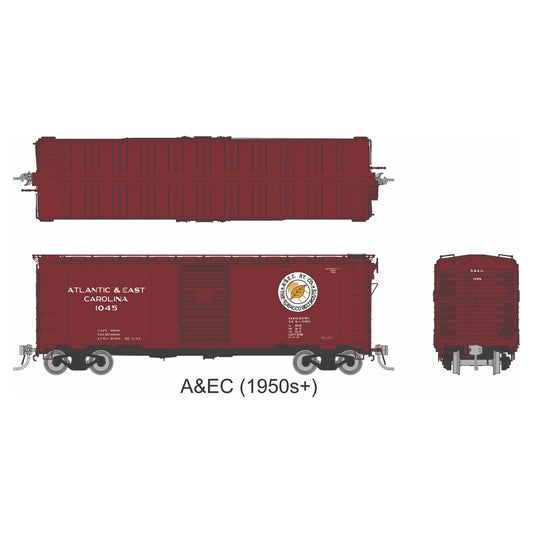[PREORDER] Rapido 1011001 HO AAR 40' Boxcar (Square Corner), Atlantic & East Carolina 6-Pack