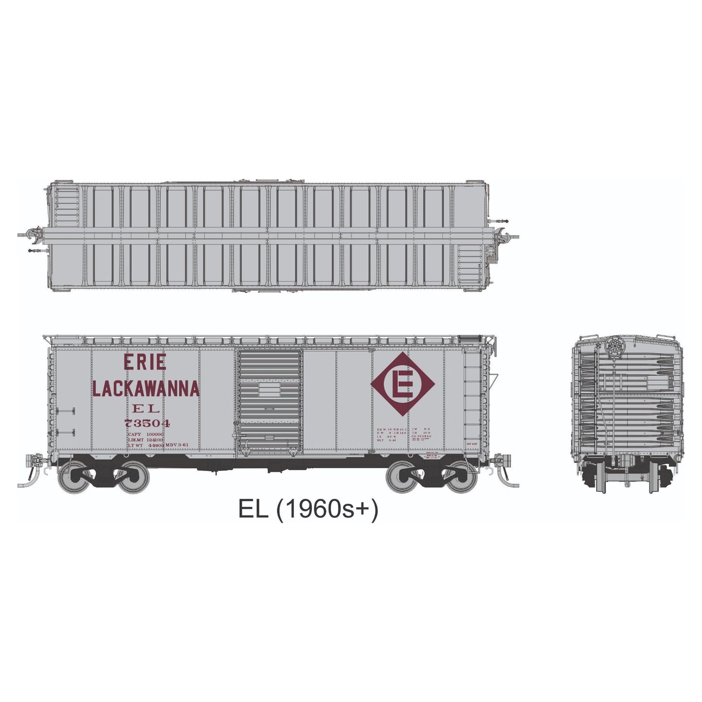 [PREORDER] Rapido 1011005A HO AAR 40' Boxcar (Square Corner), Erie Lackawanna Single Car