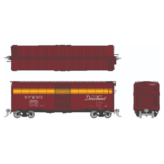 [PREORDER] Rapido 1011012 HO AAR 40' Boxcar (Round Corner), Nashville, Chattanooga & St Louis 6-Pack