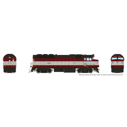 [PREORDER] Rapido 1043015 HO EMD F40PH, MBTA (Maroon & Silver) #1013 (DC Silent)