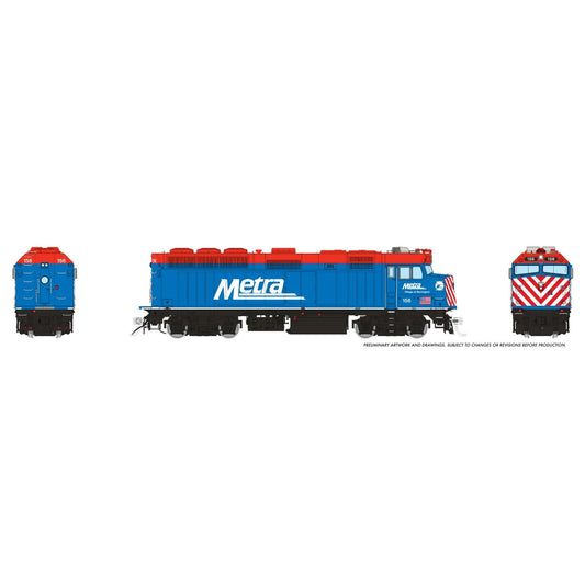[PREORDER] Rapido 1043022 HO EMD F40PH-2 w/ Ditchlights, Metra (Blue Scheme) #150 (DC Silent)