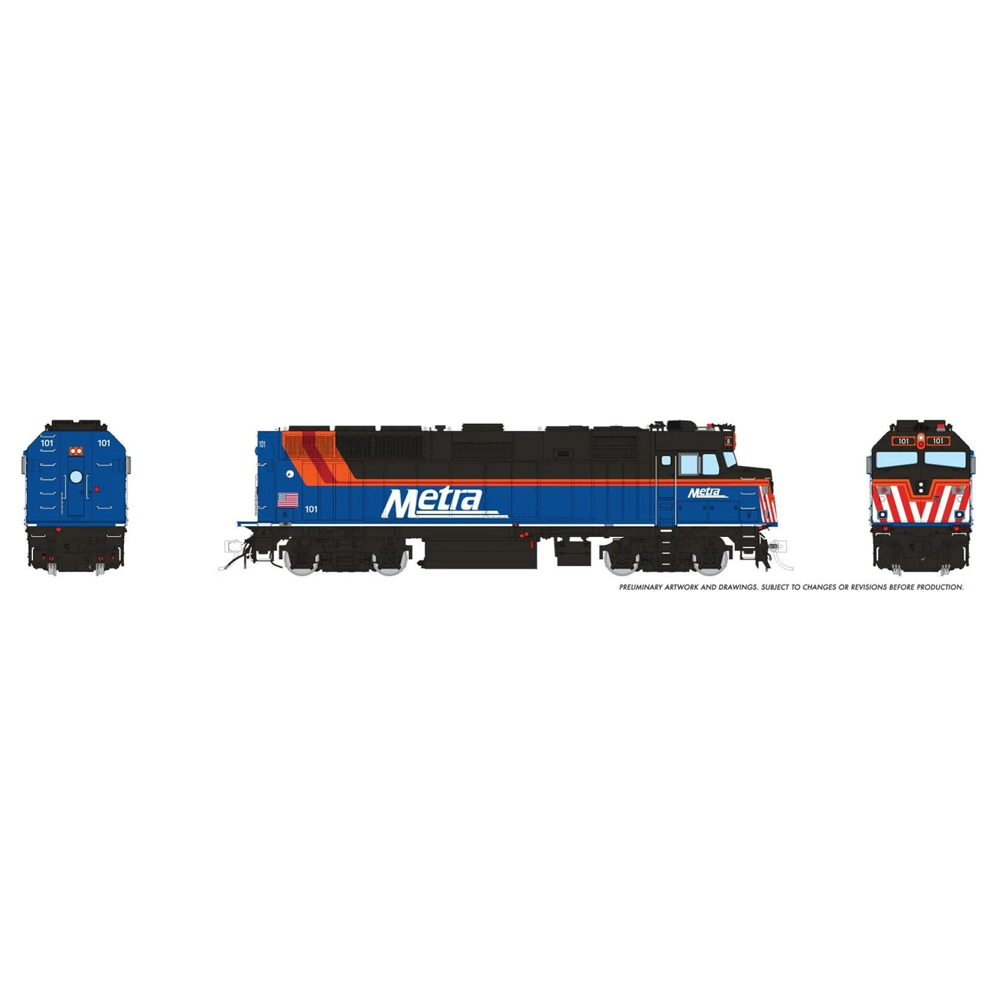 [PREORDER] Rapido 1043025 HO EMD F40PH-3, Metra (New Blue Scheme) #101 (DC Silent)