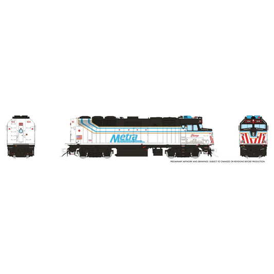 [PREORDER] Rapido 1043028 HO EMD F40PH-3, Metra (City of Chicago) #104 (DC Silent)