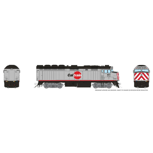 [PREORDER] Rapido 1043051 HO EMD F40PH-2CAT, Caltrain (Red/Black/Silver) #901 (DC Silent)