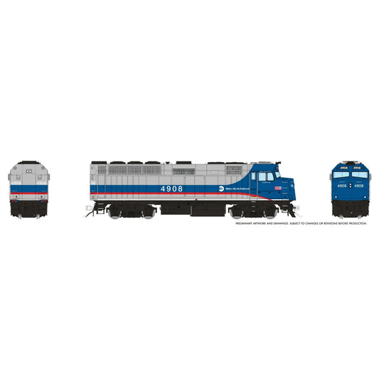 [PREORDER] Rapido 1043054 HO EMD F40PH-3C, Metro-North (Blue/Red/Silver) #4908 (DC Silent)