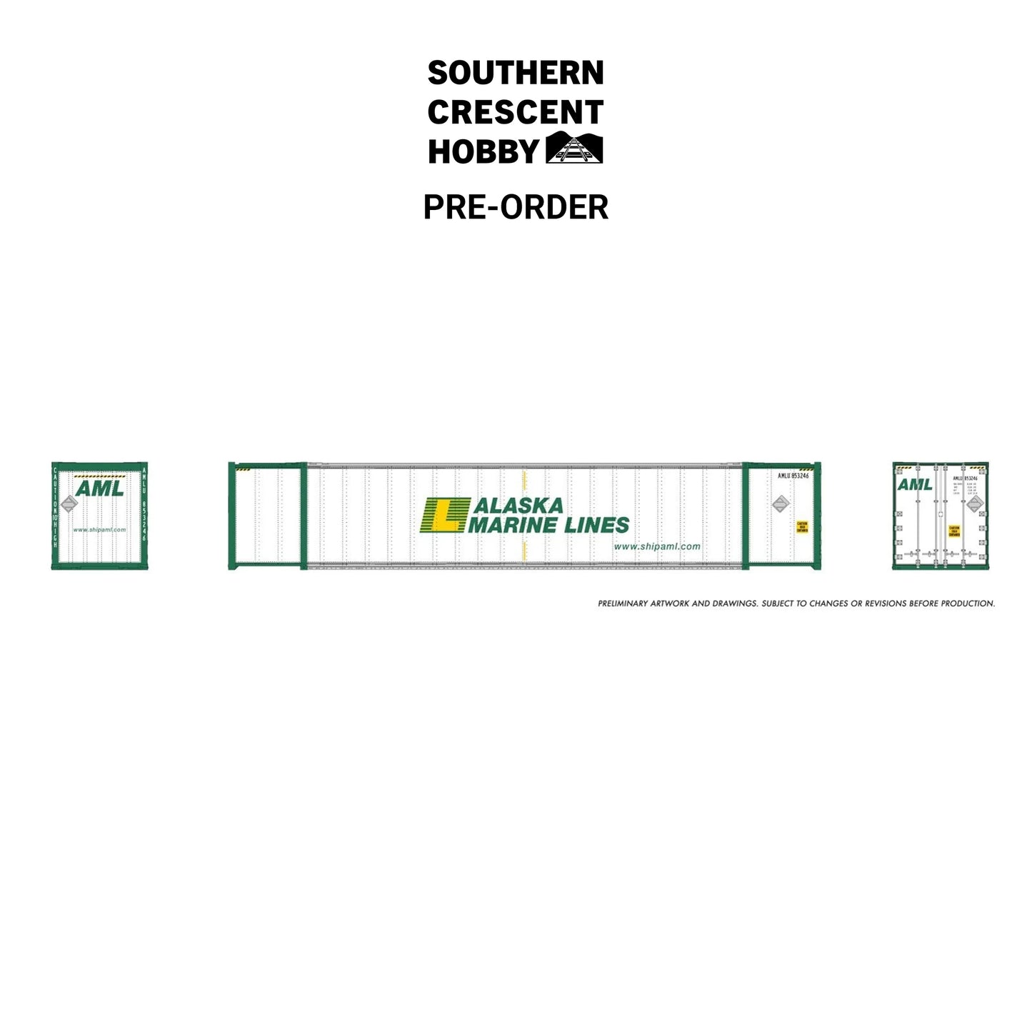 [PREORDER] Rapido 1069001 HO 53' High-Cube Container 2-Pack, Alaska Marine Lines