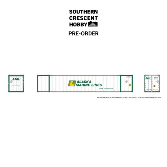 [PREORDER] Rapido 1069001 HO 53' High-Cube Container 2-Pack, Alaska Marine Lines