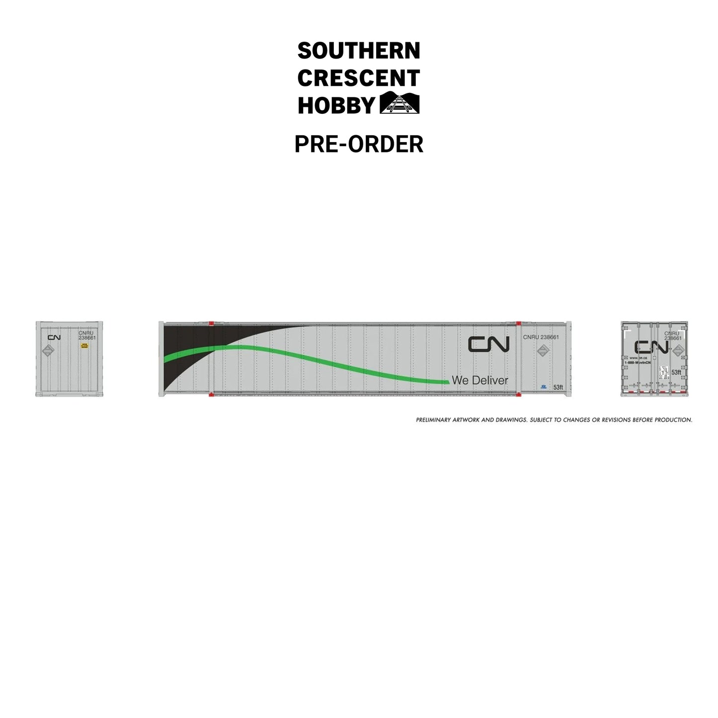[PREORDER] Rapido 1069004 HO 53' High-Cube Container 2-Pack, Canadian National - We Deliver (Green) #2