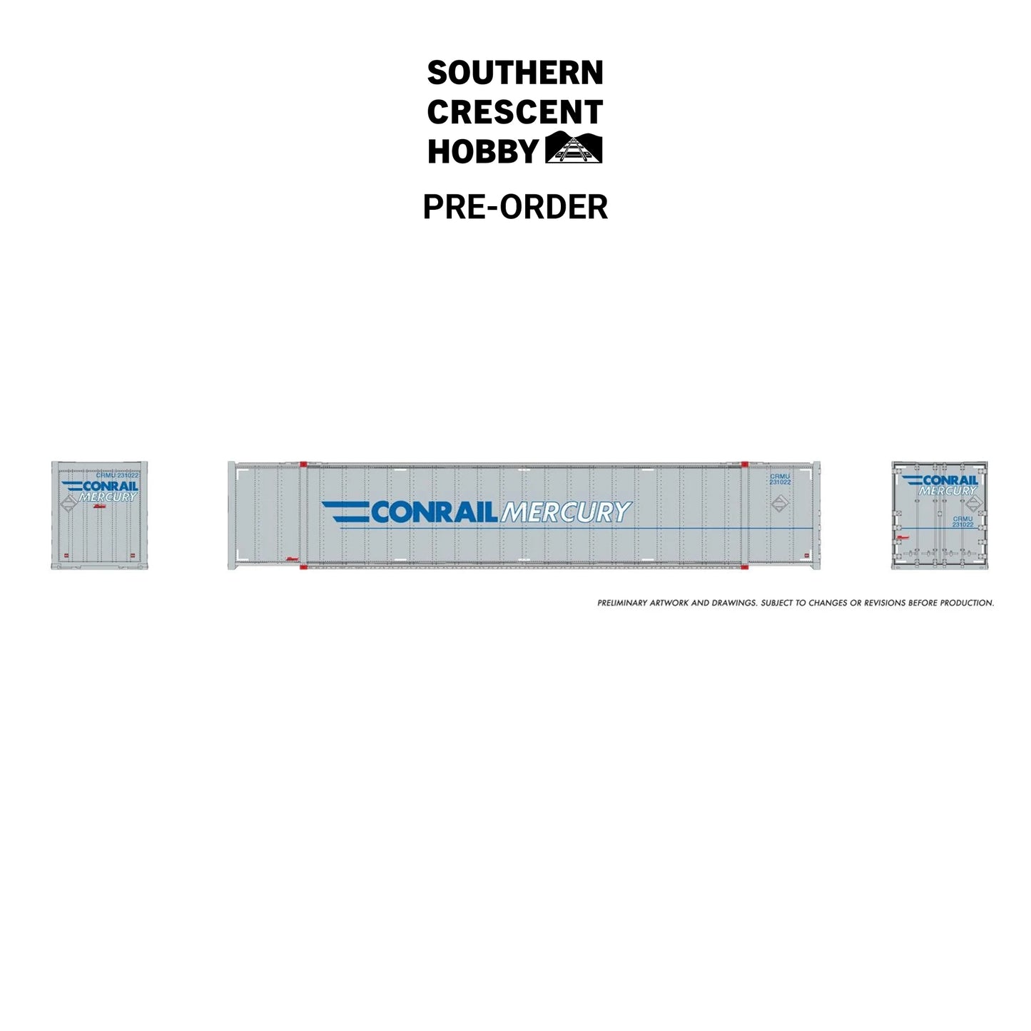 [PREORDER] Rapido 1069006 HO 53' High-Cube Container 2-Pack, Conrail - Mercury