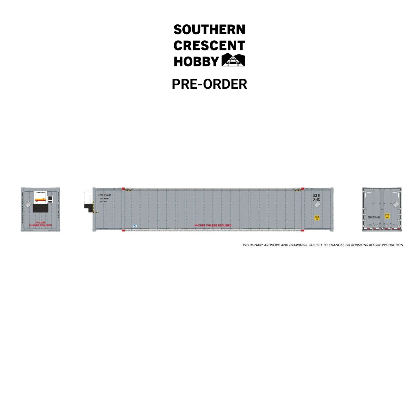 [PREORDER] Rapido 1069008 HO 53' High-Cube Container 2-Pack, Canadian Pacific - Grey, Data