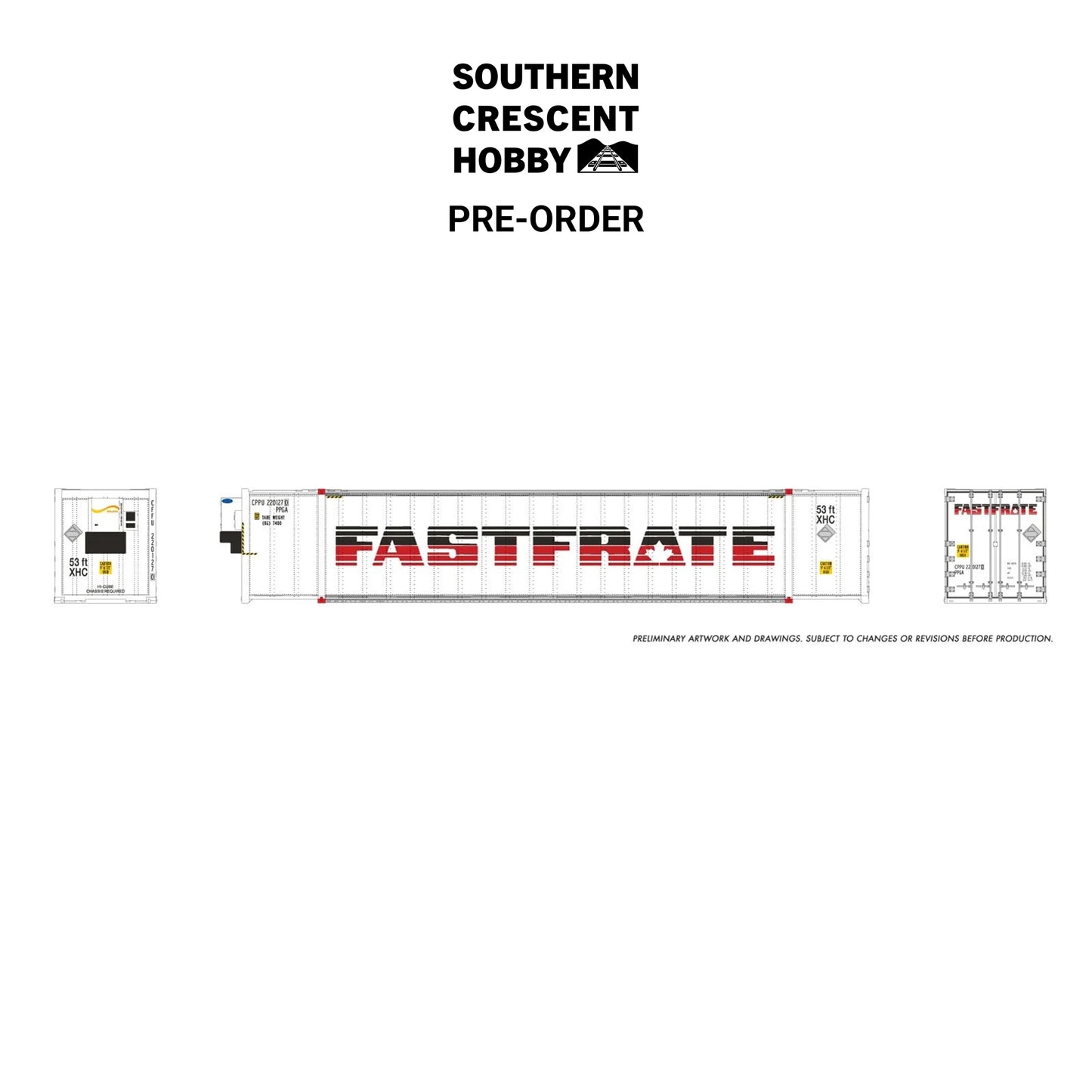 [PREORDER] Rapido 1069010 HO 53' High-Cube Container 2-Pack, FastFrate