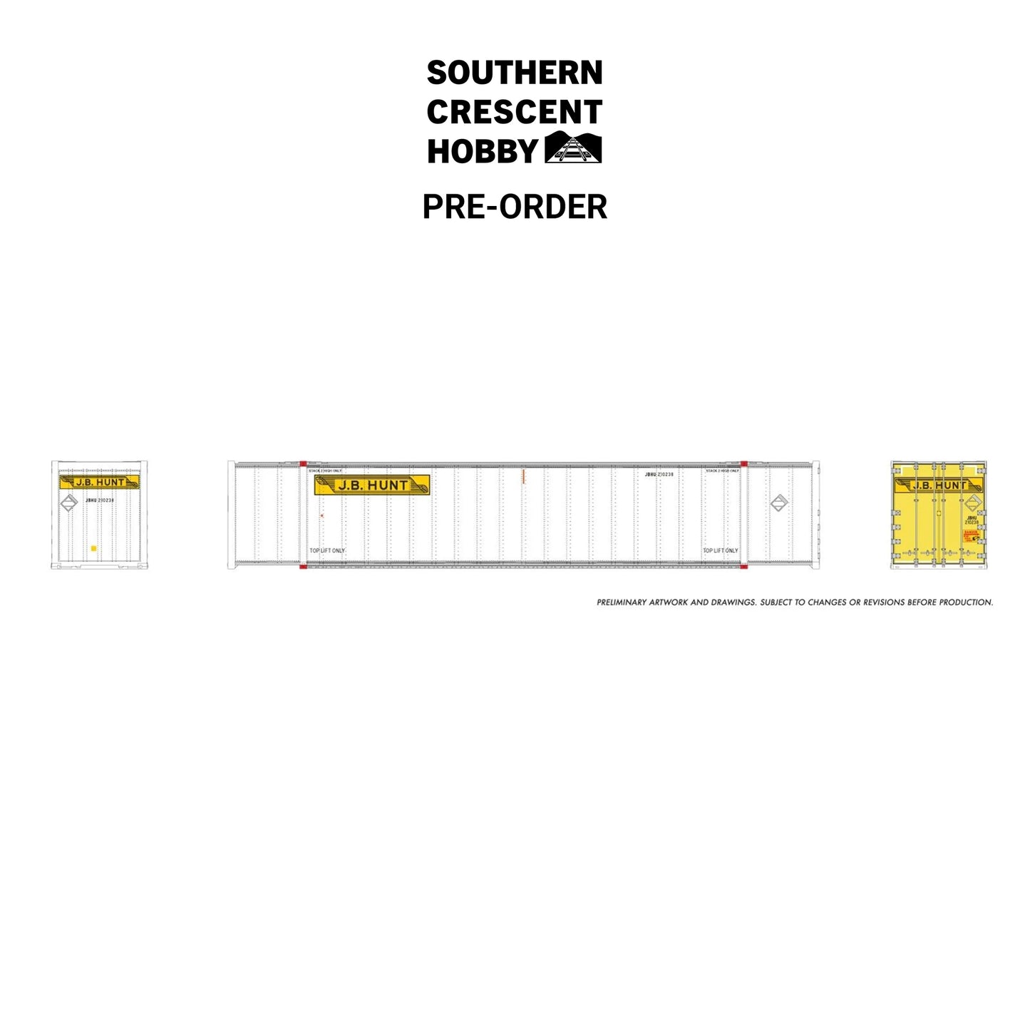 [PREORDER] Rapido 1069011 HO 53' High-Cube Container 2-Pack, JB Hunt (Early)