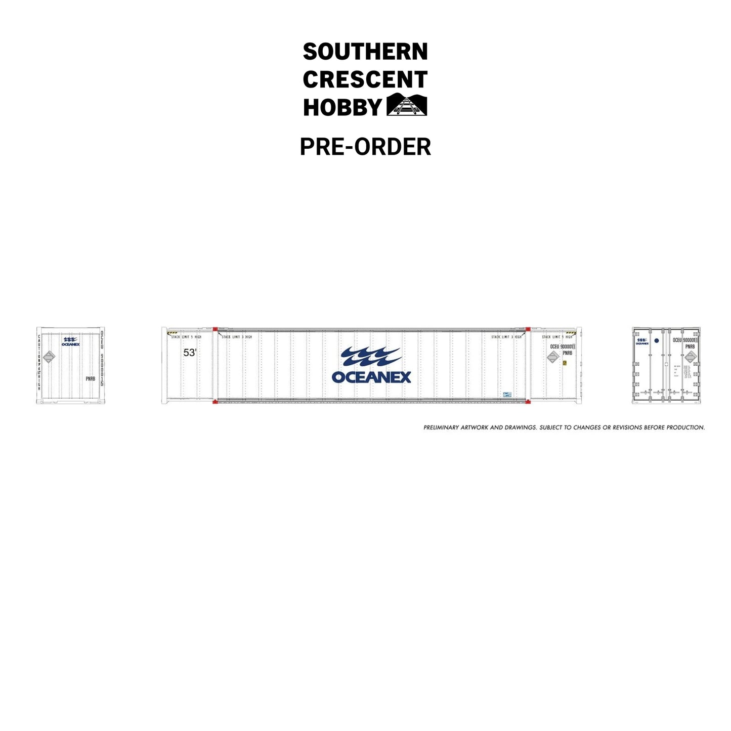 [PREORDER] Rapido 1069012 HO 53' High-Cube Container 2-Pack, Oceanex