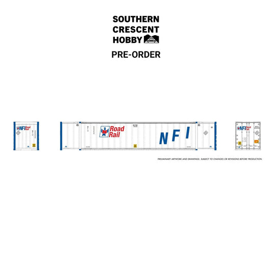 [PREORDER] Rapido 1069014 HO 53' High-Cube Container 2-Pack, NFI RoadRail