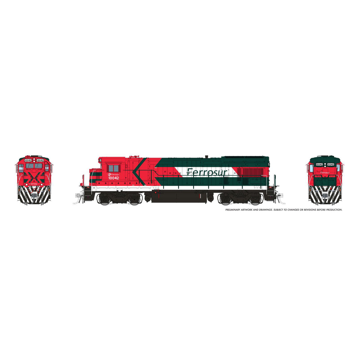 [PREORDER] Rapido 1074006 HO GE B23-7, Ferrosur Red & Green #10042 (DC Silent)