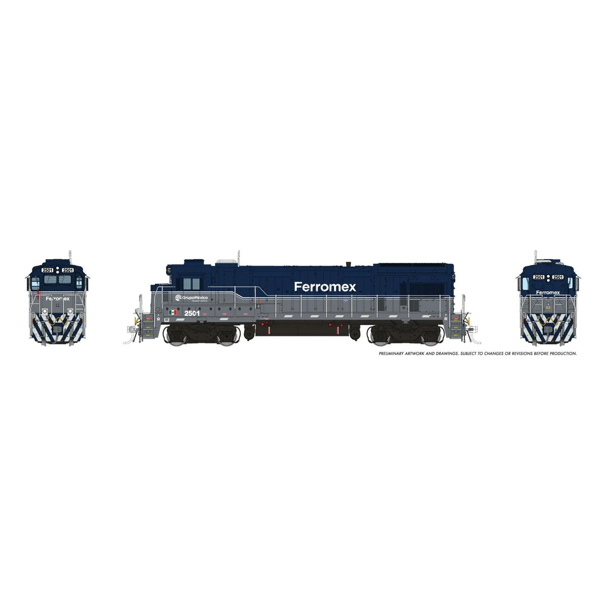 [PREORDER] Rapido 1074008 HO GE B23-7, Ferromex Executive Scheme #2501 (DC Silent)