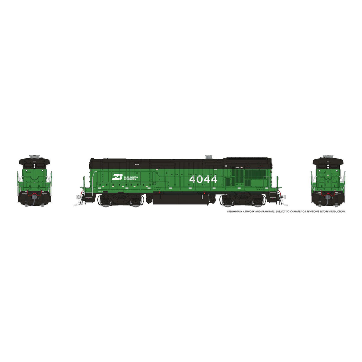 [PREORDER] Rapido 1074032 HO GE B30-7A Booster, Burlington Northern w/ Late Grille #4044 (DC Silent)