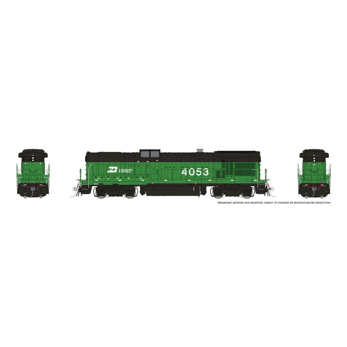 [PREORDER] Rapido 1074033 HO GE B30-7A Booster, Burlington Northern #4053 (DC Silent)