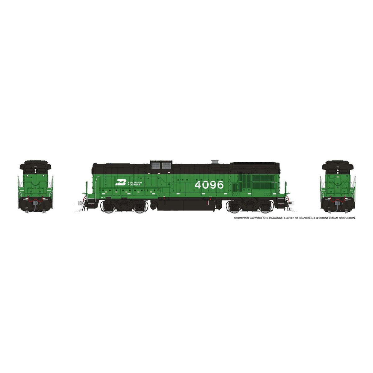 [PREORDER] Rapido 1074034 HO GE B30-7A Booster, Burlington Northern #4096 (DC Silent)