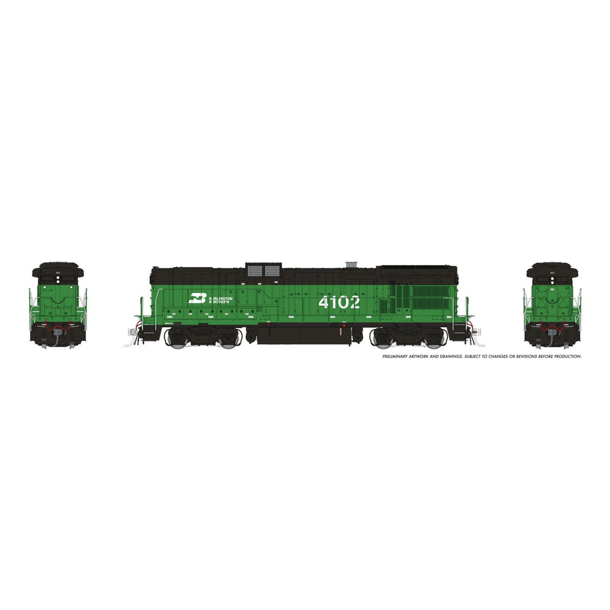 [PREORDER] Rapido 1074035 HO GE B30-7A Booster, Burlington Northern #4102 (DC Silent)