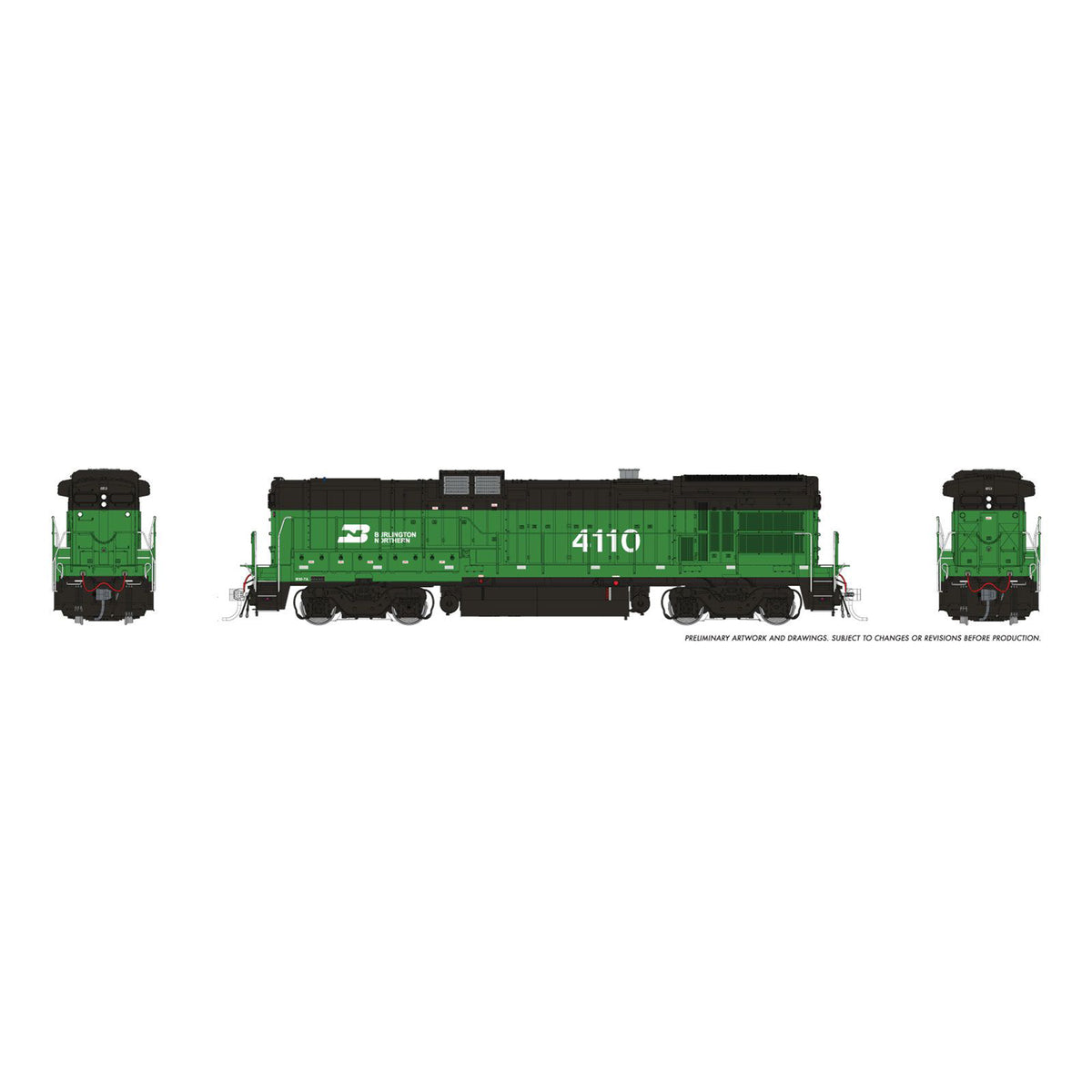 [PREORDER] Rapido 1074036 HO GE B30-7A Booster, Burlington Northern #4110 (DC/Silent)