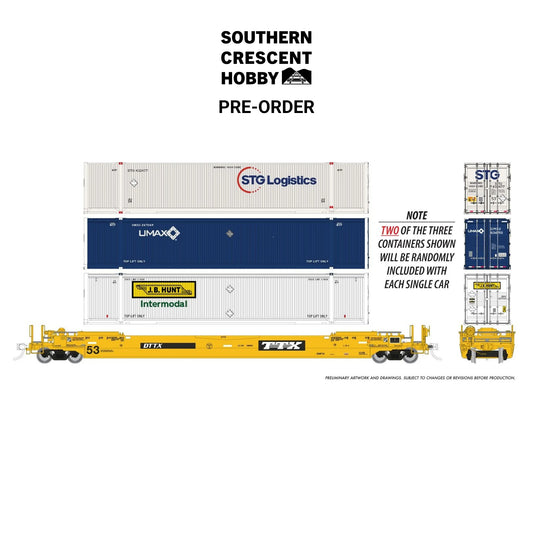 [PREORDER] Rapido 1132006 HO 53' Husky-Stack Well Car + Containers, 3-Pack TTX (US)