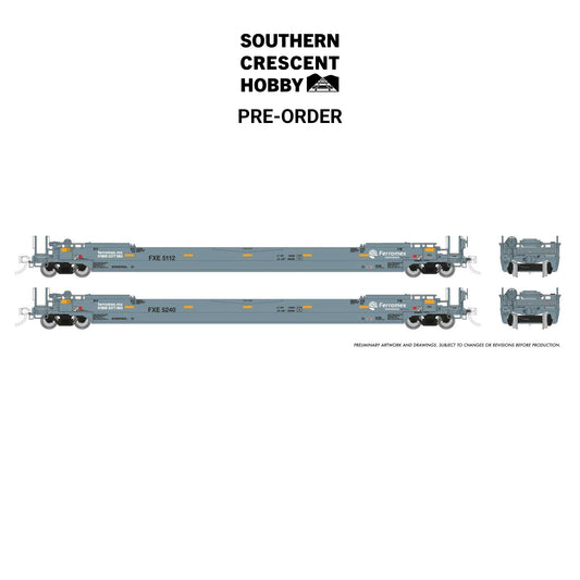 [PREORDER] Rapido 1132503A HO 53' Husky-Stack Well Car Only, 2-Pack Ferromex #2