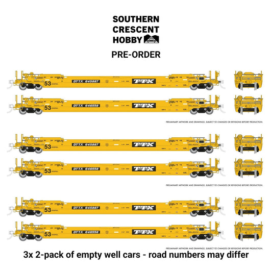 [PREORDER] Rapido 1132504 HO 53' Husky-Stack Well Car Only, 3x 2-Pack TTX As-Delivered #2