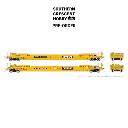 [PREORDER] Rapido 1132504A HO 53' Husky-Stack Well Car Only, 2-Pack TTX As-Delivered #2